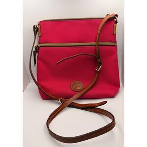 Dooney & Bourke Red Nylon Crossbody Bag with Leather Trim